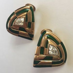 Vintage (70’s/80’s) green & gold clip-on earrings